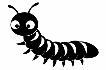 caterpillar silhouette line art vector illustration with a white background