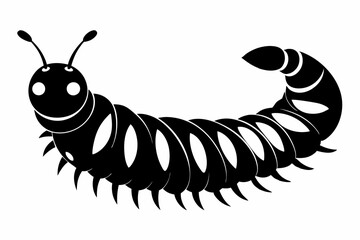 caterpillar silhouette line art vector illustration with a white background