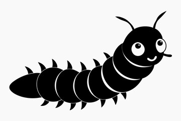 caterpillar silhouette line art vector illustration with a white background