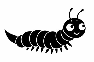 caterpillar silhouette line art vector illustration with a white background