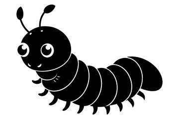 caterpillar silhouette line art vector illustration with a white background