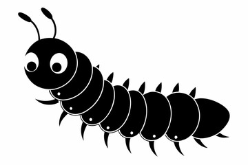 caterpillar silhouette line art vector illustration with a white background