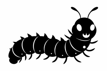 caterpillar silhouette line art vector illustration with a white background