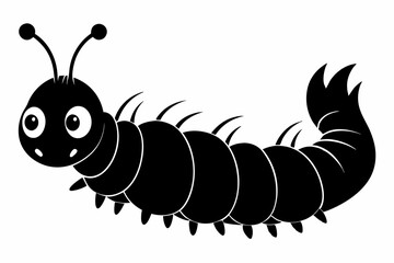 caterpillar silhouette line art vector illustration with a white background
