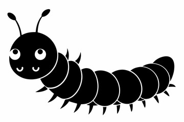 caterpillar silhouette line art vector illustration with a white background