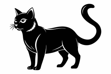 cat silhouette line art vector illustration with a white background