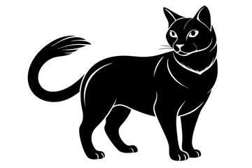 cat silhouette line art vector illustration with a white background