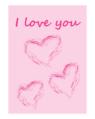 Valentine postcard. Banner. I love you. Vector illustration
