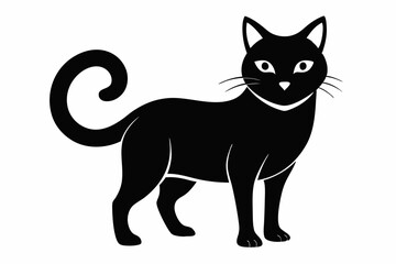cat silhouette line art vector illustration with a white background