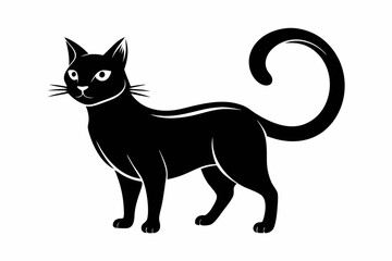 cat silhouette line art vector illustration with a white background