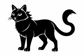 cat silhouette line art vector illustration with a white background