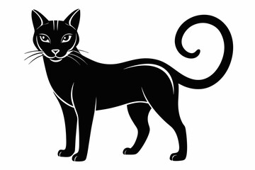 cat silhouette line art vector illustration with a white background