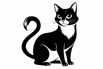 cat silhouette line art vector illustration with a white background