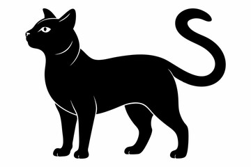 cat silhouette line art vector illustration with a white background
