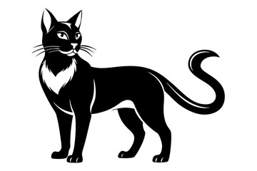 cat silhouette line art vector illustration with a white background