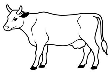 cattle silhouette line art vector illustration with a white background