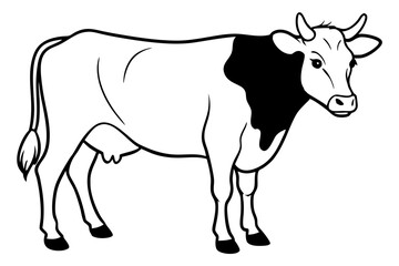 cattle silhouette line art vector illustration with a white background