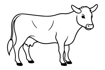 cattle silhouette line art vector illustration with a white background