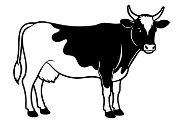 cattle silhouette line art vector illustration with a white background