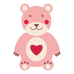 Bear with heart valentine day illustration. Bear with heart coloring page for valentine day theme. Valentine day card printable. Cute bear valentine clipart.