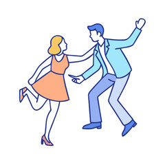 swing dance couple vector icon, dance day vector illustration - simple illustration of swing dance couple perfect for logos, and dance day-themed designs.