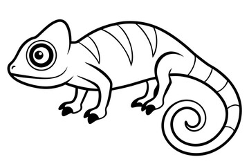 chameleon silhouette line art vector illustration with a white background