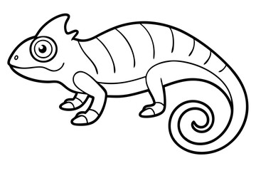 chameleon silhouette line art vector illustration with a white background