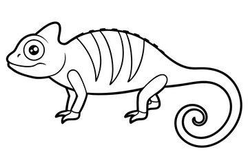 chameleon silhouette line art vector illustration with a white background