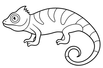 chameleon silhouette line art vector illustration with a white background