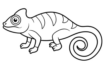 chameleon silhouette line art vector illustration with a white background