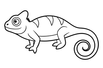 chameleon silhouette line art vector illustration with a white background