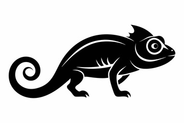 chameleon silhouette line art vector illustration with a white background