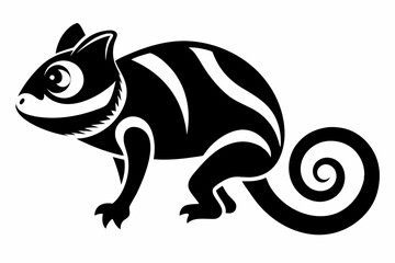 Fototapeta premium chameleon silhouette line art vector illustration with a white background