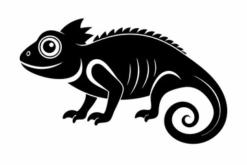 chameleon silhouette line art vector illustration with a white background