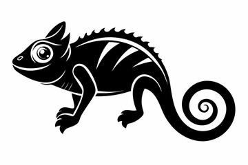 chameleon silhouette line art vector illustration with a white background