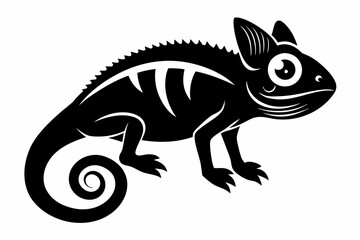 chameleon silhouette line art vector illustration with a white background