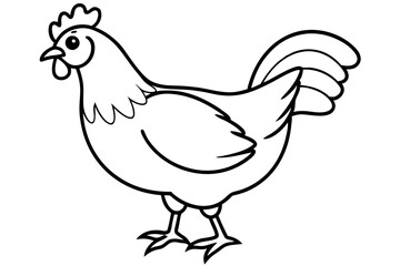 chicken silhouette line art vector illustration with a white background
