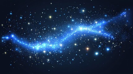 Obraz premium Abstract scene elegant blue light lines on dark background with lighting effect and sparkle. Vector illustration.