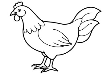 chicken silhouette line art vector illustration with a white background