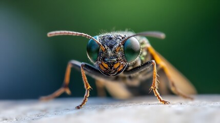 Closeup of a Curious Insect with Detailed Focus on Eyes and Antennae : Generative AI