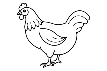 chicken silhouette line art vector illustration with a white background