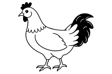 chicken silhouette line art vector illustration with a white background