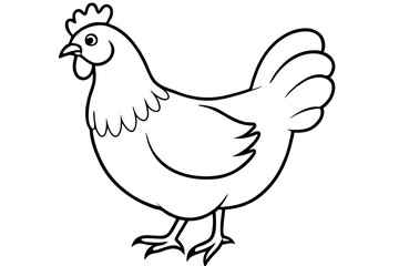 chicken silhouette line art vector illustration with a white background
