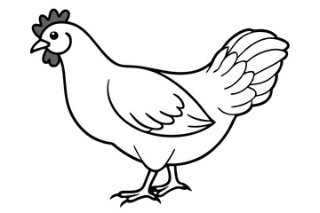 Obraz premium chicken silhouette line art vector illustration with a white background