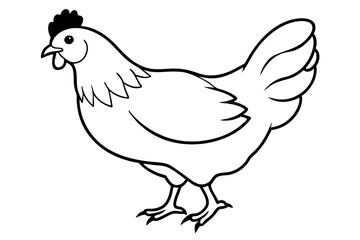 chicken silhouette line art vector illustration with a white background