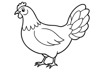chicken silhouette line art vector illustration with a white background