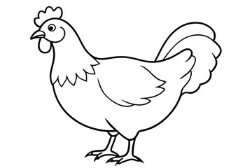 chicken silhouette line art vector illustration with a white background
