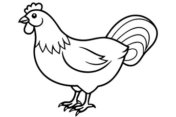 chicken silhouette line art vector illustration with a white background