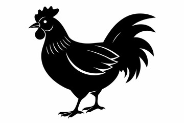 chicken silhouette line art vector illustration with a white background
