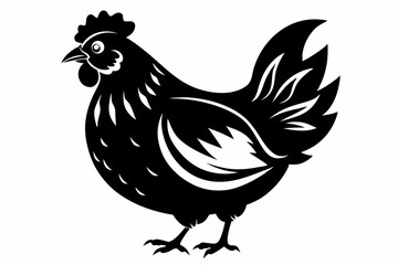 chicken silhouette line art vector illustration with a white background